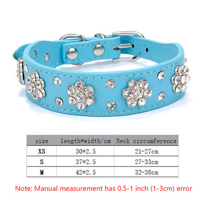 Sjajna kožna ogrlica za kućne ljubimce s vještačkim kamenčićima, podesiva, jaka i izdržljiva s ukrasima šljive za male, velike pse i mačke
