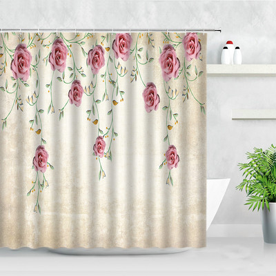 Cvjetna bijela zavjesa za tuš 3D cvijet leptir lavanda zelena biljka Dekor paravana za kadu Vodootporni poliester Kupaonski dodaci