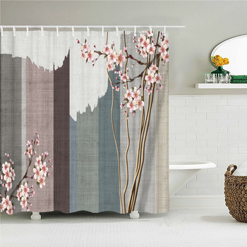 Водоустойчива полиестерна тъкан Завеса за душ Китайски пейзаж Цвете Птица Завеса за баня Домашен декор Природен пейзаж Завеса за баня