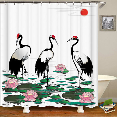 Vodootporna zavjesa za tuširanje od poliesterske tkanine, kineski krajolik, cvijet, ptica, zavjesa za kupanje, kućni dekor, priroda, kupaonska zavjesa