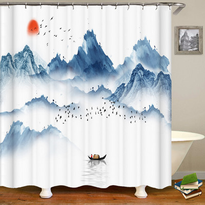 Vodootporna zavjesa za tuširanje od poliesterske tkanine, kineski krajolik, cvijet, ptica, zavjesa za kupanje, kućni dekor, priroda, kupaonska zavjesa