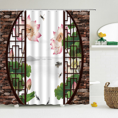 Vodootporna zavjesa za tuširanje od poliesterske tkanine, kineski krajolik, cvijet, ptica, zavjesa za kupanje, kućni dekor, priroda, kupaonska zavjesa