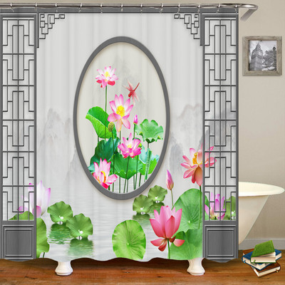 Vodootporna zavjesa za tuširanje od poliesterske tkanine, kineski krajolik, cvijet, ptica, zavjesa za kupanje, kućni dekor, priroda, kupaonska zavjesa