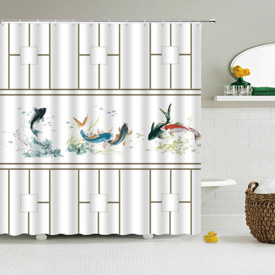 Vodootporna zavjesa za tuširanje od poliesterske tkanine, kineski krajolik, cvijet, ptica, zavjesa za kupanje, kućni dekor, priroda, kupaonska zavjesa