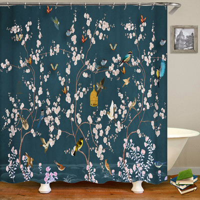 Vodootporna zavjesa za tuširanje od poliesterske tkanine, kineski krajolik, cvijet, ptica, zavjesa za kupanje, kućni dekor, priroda, kupaonska zavjesa