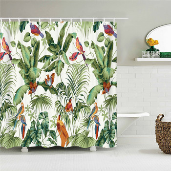 Λουλούδια Birds Κουρτίνα μπάνιου 3D εκτύπωση Πράσινα φύλλα Αξεσουάρ μπάνιου Αδιάβροχο ύφασμα Κουρτίνες συσκότισης κουζίνας κρεβατοκάμαρας