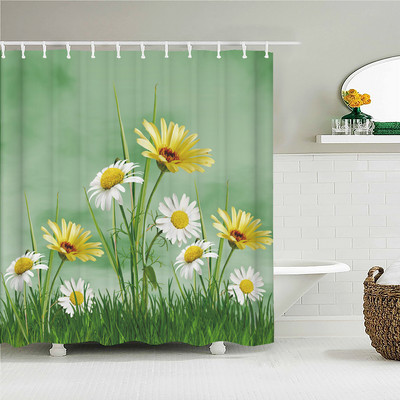 Ziedi Putni Dušas aizkari 3D druka zaļas lapas Vannas istabas piederumi Ūdensnecaurlaidīgs audums Guļamistaba Virtuve Aptumšojošie aizkari