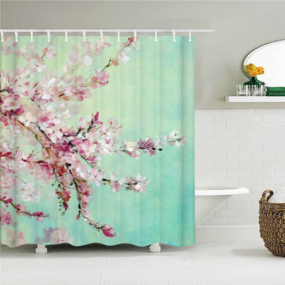 Ziedi Putni Dušas aizkari 3D druka zaļas lapas Vannas istabas piederumi Ūdensnecaurlaidīgs audums Guļamistaba Virtuve Aptumšojošie aizkari