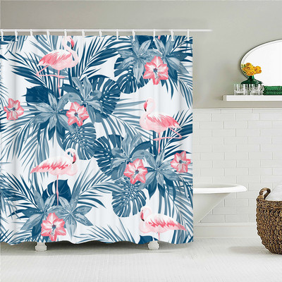 Ziedi Putni Dušas aizkari 3D druka zaļas lapas Vannas istabas piederumi Ūdensnecaurlaidīgs audums Guļamistaba Virtuve Aptumšojošie aizkari