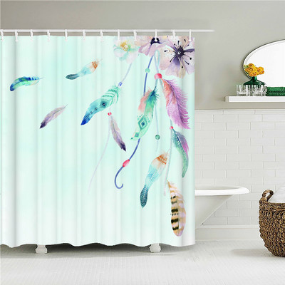 Ziedi Putni Dušas aizkari 3D druka zaļas lapas Vannas istabas piederumi Ūdensnecaurlaidīgs audums Guļamistaba Virtuve Aptumšojošie aizkari