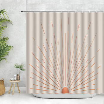 Ρετρό γάντζος κουρτίνας για ντους Vintage Πολύχρωμο Sunset Γεωμετρική εκτύπωση αφηρημένης τέχνης Home Deco Πολυεστερικές κουρτίνες μπάνιου ​Σετ