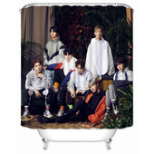 Musife prilagođena visokokvalitetna MONSTA X zavjesa za tuširanje Vodootporna kupaonska zavjesa od poliesterske tkanine