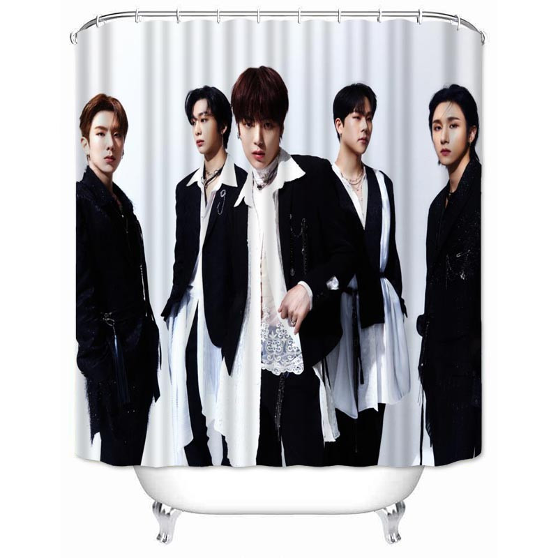 Musife prilagođena visokokvalitetna MONSTA X zavjesa za tuširanje Vodootporna kupaonska zavjesa od poliesterske tkanine