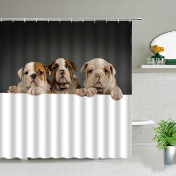 Funny Animal Cat Dog Printing Κουρτίνες μπάνιου Αδιάβροχο ύφασμα Παιδική κουρτίνα μπάνιου Παιδική οθόνη διακόσμησης μπανιέρας με γάντζους