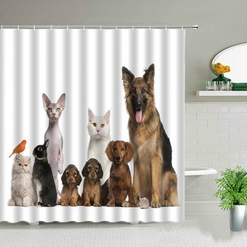 Смешно животно, котка, куче, печат, завеси за душ, водоустойчив плат, детска завеса за баня, декор на вана, екран с куки
