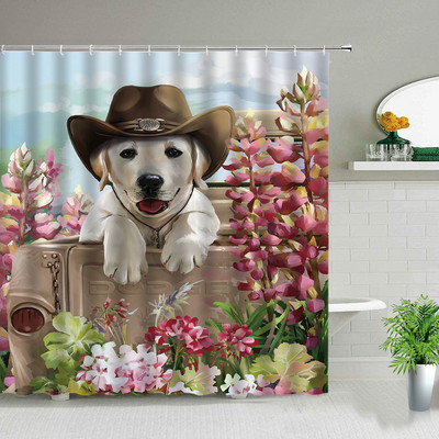 Smiješne životinje, mačke, psi, zavjese za tuširanje, vodootporna tkanina, dječja kupaonska zavjesa, kućni ukrasni zaslon za kadu s kukama