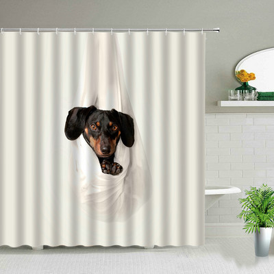 Smiješne životinje, mačke, psi, zavjese za tuširanje, vodootporna tkanina, dječja kupaonska zavjesa, kućni ukrasni zaslon za kadu s kukama