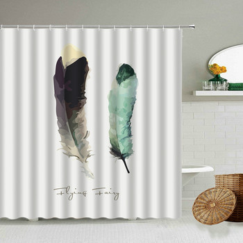 Σκανδιναβικά χρώματα νερού Φυτική κουρτίνα μπάνιου Μοντέρνα μινιμαλιστική λευκή διακόσμηση τοίχου μπάνιου Αδιάβροχη πολυεστερική οθόνη