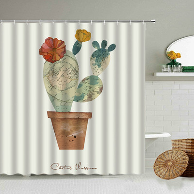 Nordijske vodene boje Biljna zavjesa za tuširanje Moderna minimalistička bijela pozadina Kupaonski zidni ukras Vodootporni poliesterski zaslon