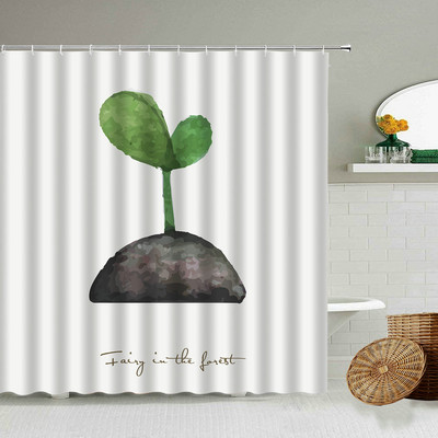 Nordijske vodene boje Biljna zavjesa za tuširanje Moderna minimalistička bijela pozadina Kupaonski zidni ukras Vodootporni poliesterski zaslon