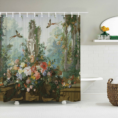 Vintage zidne europske crkve Tkanine zavjese za tuširanje Kupaonske zavjese Angel Virgin Home Decor Vodootporni paravan za kadu Cortina