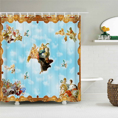 Vintage zidne europske crkve Tkanine zavjese za tuširanje Kupaonske zavjese Angel Virgin Home Decor Vodootporni paravan za kadu Cortina
