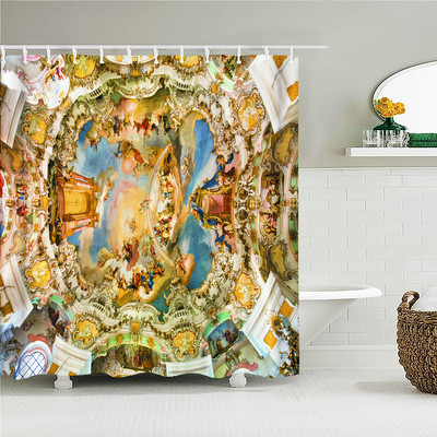 Vintage zidne europske crkve Tkanine zavjese za tuširanje Kupaonske zavjese Angel Virgin Home Decor Vodootporni paravan za kadu Cortina
