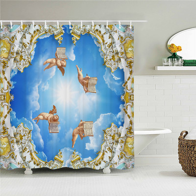 Vintage zidne europske crkve Tkanine zavjese za tuširanje Kupaonske zavjese Angel Virgin Home Decor Vodootporni paravan za kadu Cortina
