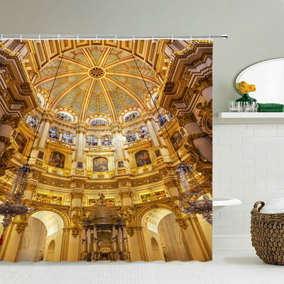 Vintage zidne europske crkve Tkanine zavjese za tuširanje Kupaonske zavjese Angel Virgin Home Decor Vodootporni paravan za kadu Cortina