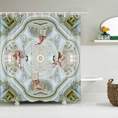 Vintage zidne europske crkve Tkanine zavjese za tuširanje Kupaonske zavjese Angel Virgin Home Decor Vodootporni paravan za kadu Cortina