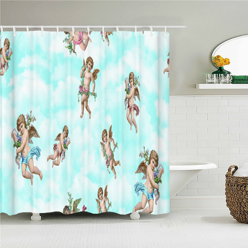 Vintage zidne europske crkve Tkanine zavjese za tuširanje Kupaonske zavjese Angel Virgin Home Decor Vodootporni paravan za kadu Cortina