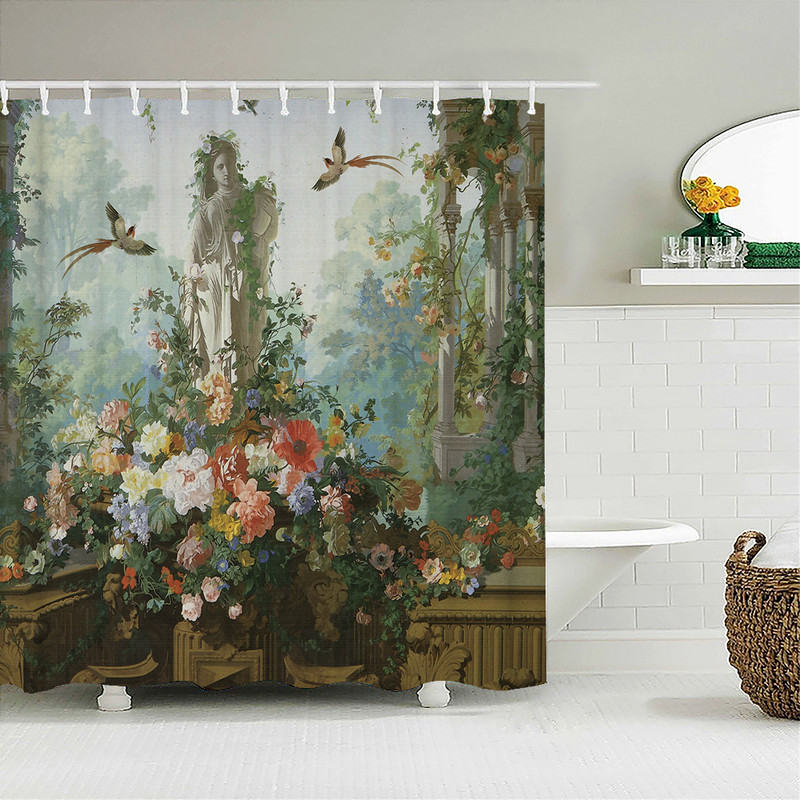 Vintage zidne europske crkve Tkanine zavjese za tuširanje Kupaonske zavjese Angel Virgin Home Decor Vodootporni paravan za kadu Cortina