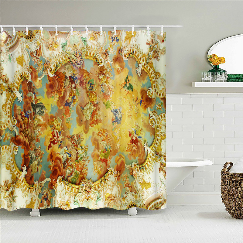 Vintage zidne europske crkve Tkanine zavjese za tuširanje Kupaonske zavjese Angel Virgin Home Decor Vodootporni paravan za kadu Cortina