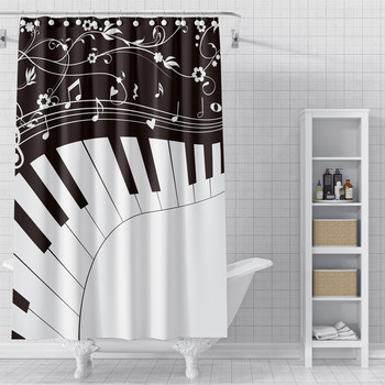 Музикална нота Музикални завеси за душ 3D печатна тъкан Водоустойчива полиестерна завеса за баня Аксесоари за баня Домашен декор Cortina