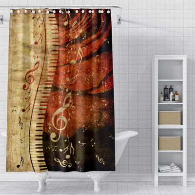 Mūzikas nots Mūzika Dušas aizkari 3D apdrukāts audums Ūdensizturīgs poliestera vannas aizkars Vannas istabas aksesuāri Mājas dekors Cortina