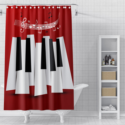 Mūzikas nots Mūzika Dušas aizkari 3D apdrukāts audums Ūdensizturīgs poliestera vannas aizkars Vannas istabas aksesuāri Mājas dekors Cortina