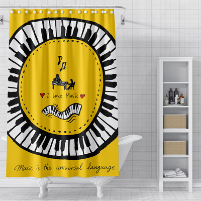 Mūzikas nots Mūzika Dušas aizkari 3D apdrukāts audums Ūdensizturīgs poliestera vannas aizkars Vannas istabas aksesuāri Mājas dekors Cortina