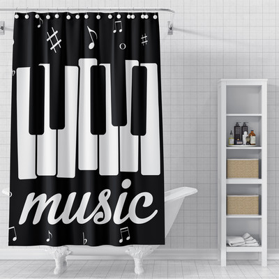 Mūzikas nots Mūzika Dušas aizkari 3D apdrukāts audums Ūdensizturīgs poliestera vannas aizkars Vannas istabas aksesuāri Mājas dekors Cortina