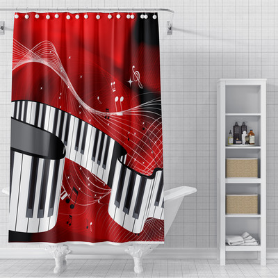 Mūzikas nots Mūzika Dušas aizkari 3D apdrukāts audums Ūdensizturīgs poliestera vannas aizkars Vannas istabas aksesuāri Mājas dekors Cortina
