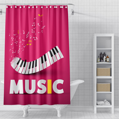 Mūzikas nots Mūzika Dušas aizkari 3D apdrukāts audums Ūdensizturīgs poliestera vannas aizkars Vannas istabas aksesuāri Mājas dekors Cortina