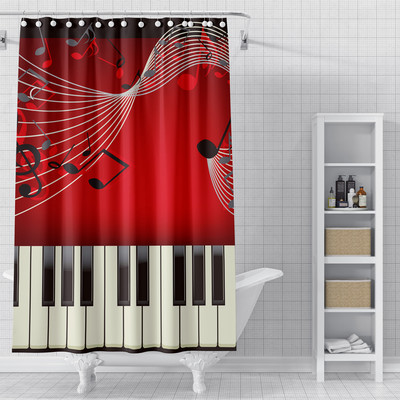 Mūzikas nots Mūzika Dušas aizkari 3D apdrukāts audums Ūdensizturīgs poliestera vannas aizkars Vannas istabas aksesuāri Mājas dekors Cortina