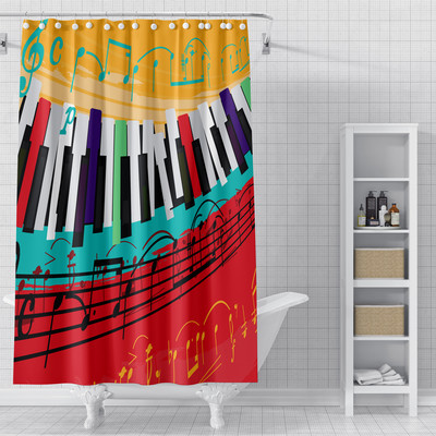 Mūzikas nots Mūzika Dušas aizkari 3D apdrukāts audums Ūdensizturīgs poliestera vannas aizkars Vannas istabas aksesuāri Mājas dekors Cortina