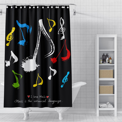 Mūzikas nots Mūzika Dušas aizkari 3D apdrukāts audums Ūdensizturīgs poliestera vannas aizkars Vannas istabas aksesuāri Mājas dekors Cortina