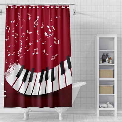 Mūzikas nots Mūzika Dušas aizkari 3D apdrukāts audums Ūdensizturīgs poliestera vannas aizkars Vannas istabas aksesuāri Mājas dekors Cortina