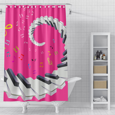 Mūzikas nots Mūzika Dušas aizkari 3D apdrukāts audums Ūdensizturīgs poliestera vannas aizkars Vannas istabas aksesuāri Mājas dekors Cortina