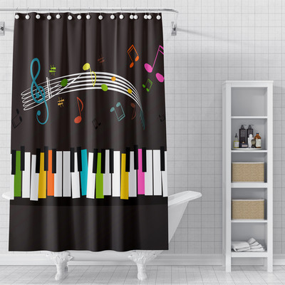 Mūzikas nots Mūzika Dušas aizkari 3D apdrukāts audums Ūdensizturīgs poliestera vannas aizkars Vannas istabas aksesuāri Mājas dekors Cortina