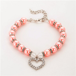 1PC Modna ogrlica za pse s kamenčićima za male pse Chihuahua mačka Biserni lančići s privjeskom S draguljima SML Dobavljač proizvoda za kućne ljubimce Mops