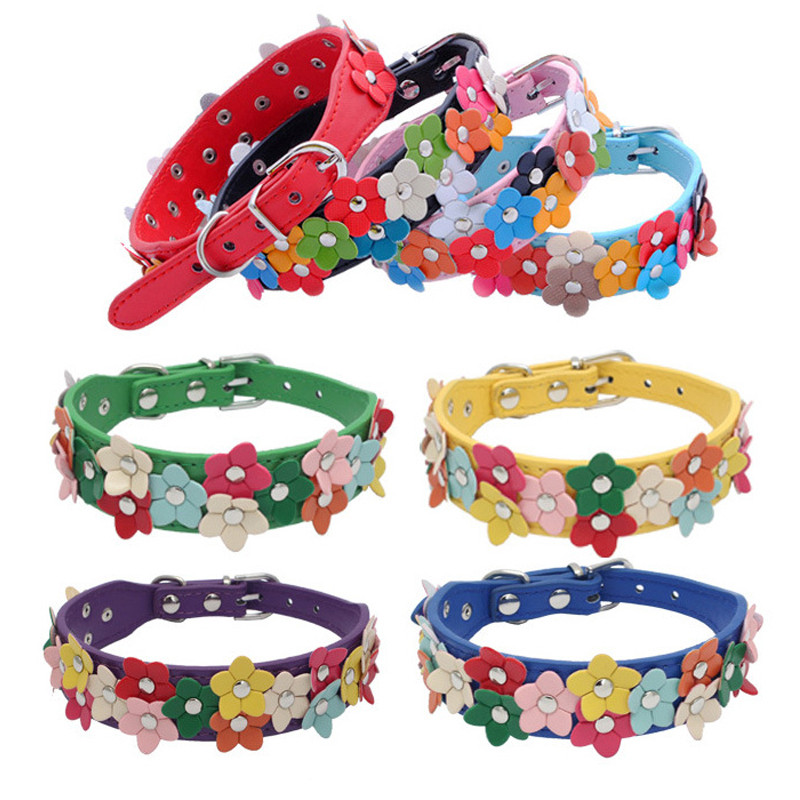 Podesivi kreativni cvjetni naglavci Štene Kućni ljubimac PU kožna ogrlica Kopča Mačke Traka oko vrata Oprema za kućne ljubimce Ogrlice za pse i mačke