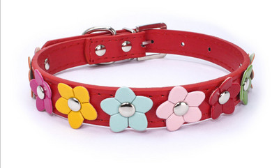 Kućni ljubimac, pas, cvijeće, ogrlica, povodac, PU kožna mačka, okovratnik, lanac, remen za oko vrata za male srednje velike životinje, plišane čivave, modni mops