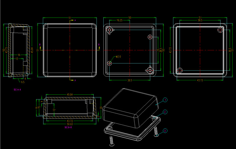 LK-C08 kohandatud inverteri korpuse korpus PCB DIY elektroonilised instrumendid plastikust minielektroonika karbid 51x51x20mm